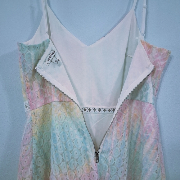 Pastel Fairy Dress Rainbow Lace Adjustable Straps Lined Zipper Back Pink Blue XL - Picture 8 of 13